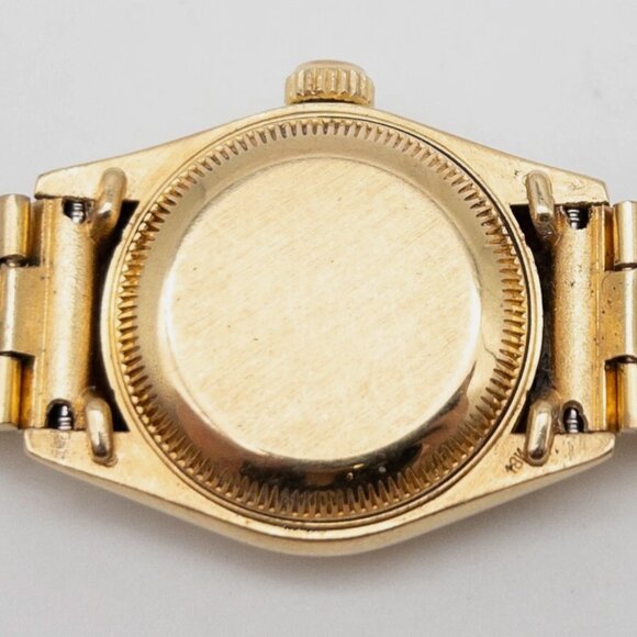 ROLEX Ladies President BLACK 18k Yellow Gold Watch OPEN PAPERS main image 5